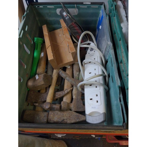 355 - collection of hand tools and fixings Inc. tile cutter, decorators tools etc.