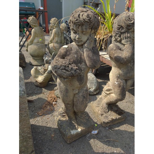 35 - Pair of concrete statues H71cm 