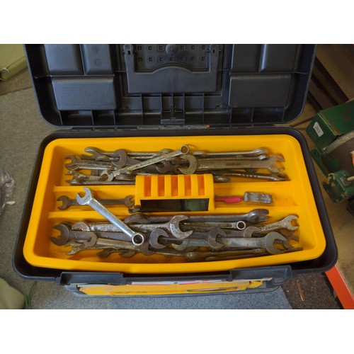 362 - 2 tier toolbox with contents inc. tap & die sets, spanners etc.