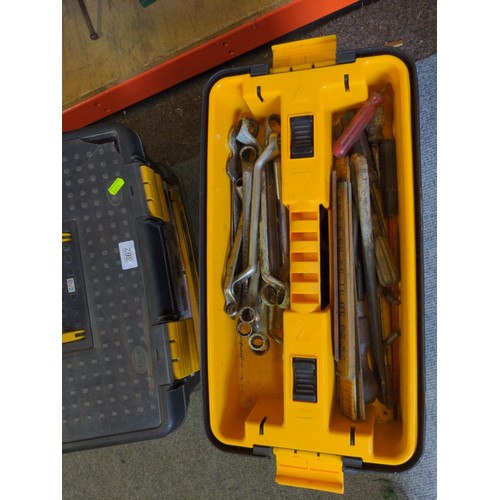 362 - 2 tier toolbox with contents inc. tap & die sets, spanners etc.