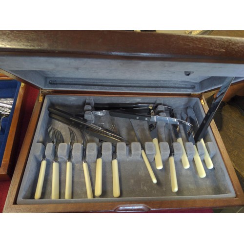 368 - 3 x wooden cased part cutlery sets.