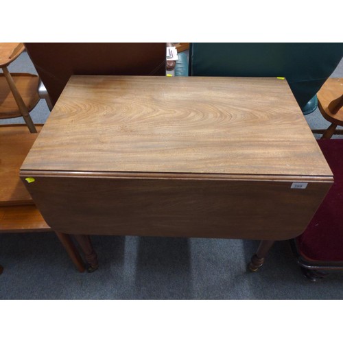 399 - Double leaf folding occasional table with single drawer and casters on turned legs. W81.5 D 52.5/ 11... 