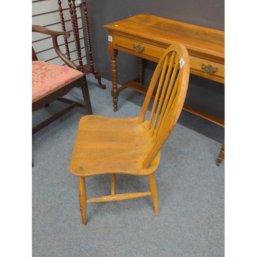 412 - Single Ercol stick back dining chair in blonde finish with original stamp in place.