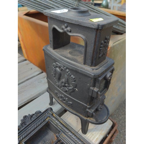 42 - 3 X model mini cast iron fireplaces maybe tealight holders Morso, Ballard & bailey. (Tallest W18... 