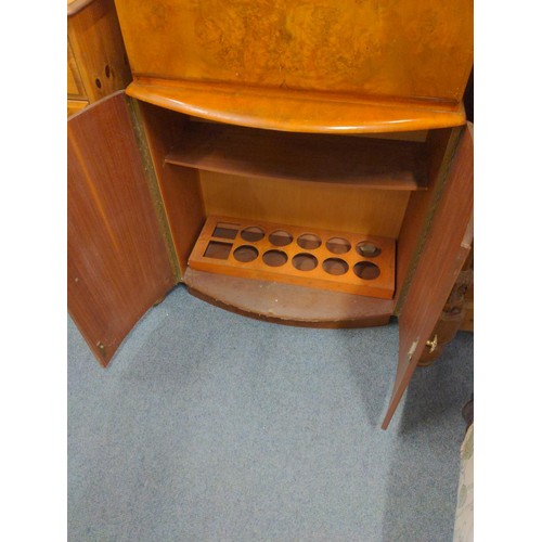 430 - Vintage cocktail cabinet with ornate handles and decorative interior. W71cm D42cm H111cm