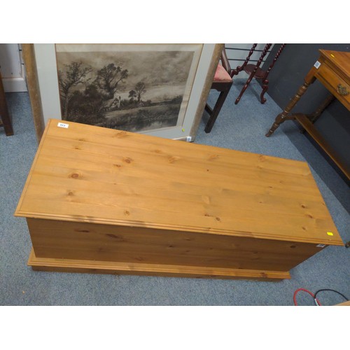 436 - Large pine blanket box/ chest. W 122 D 45 H47.5 cm