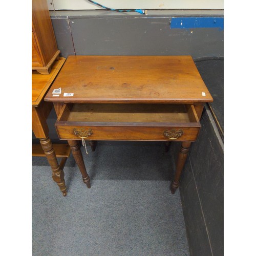 438 - Small mahogany single drawer side table W67 D43 75H