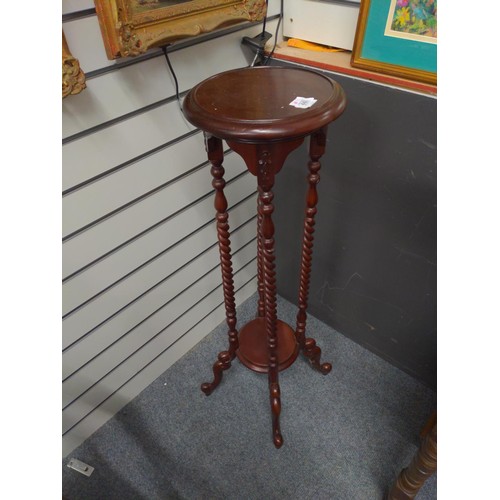 441 - Victorian Mahogany barley twist plant stand. H 100cm Top dia 30 cm