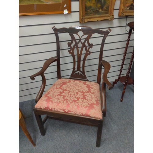 442 - C19 Chippendale style arm chair A/F