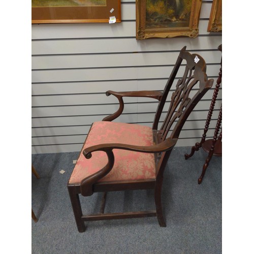 442 - C19 Chippendale style arm chair A/F