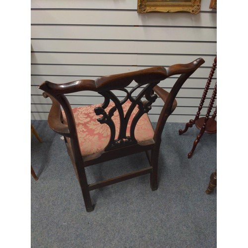 442 - C19 Chippendale style arm chair A/F