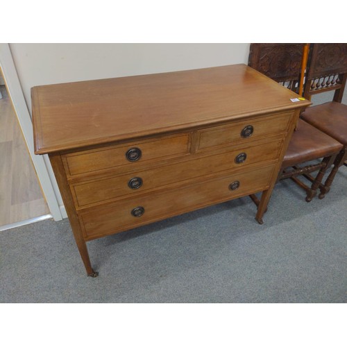 445 - Edwardian 2 over 2 chest, raised on casters. W107cm D50cm H79cm