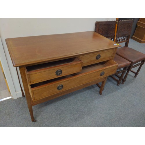 445 - Edwardian 2 over 2 chest, raised on casters. W107cm D50cm H79cm