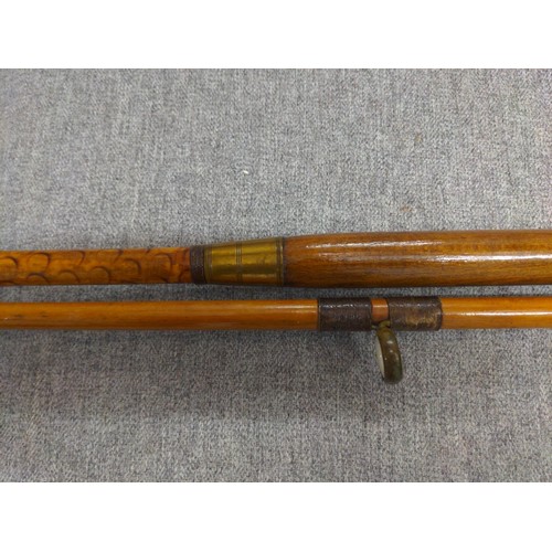 446 - Vintage cane fishing rod, with some modern parts