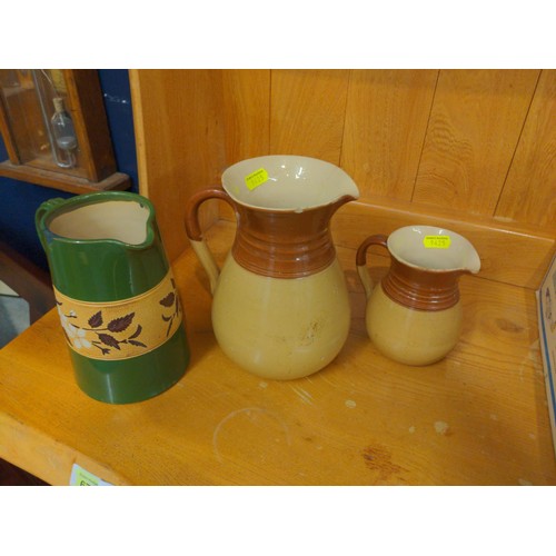 459 - 3x stoneware jugs, 2 by Price Bristol & 1 other.do not re enter