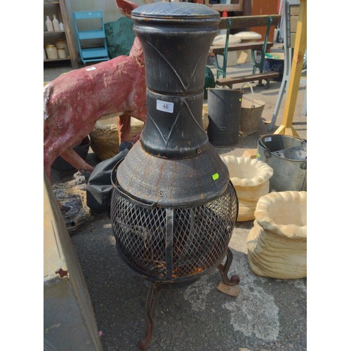 46 - Pot belly chiminea with cover H91cm