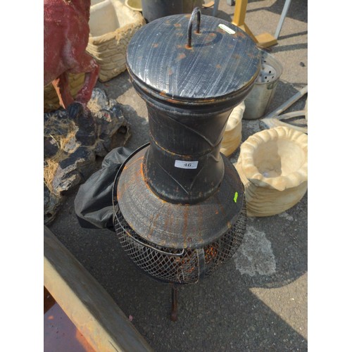 46 - Pot belly chiminea with cover H91cm