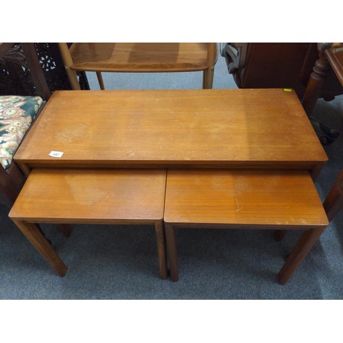 487 - Nest of 3 teak tables. W91cm D38cm H45cm (largest)