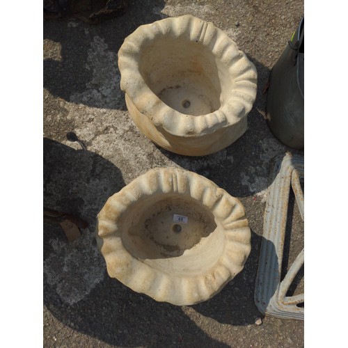 48 - Two small concrete sack planters W31cm x H23cm