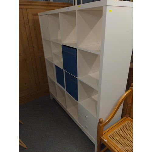 500 - Contemporary cube storage/display unit. With 2 drawers, cupboard & 3 fabric storage containers. ... 