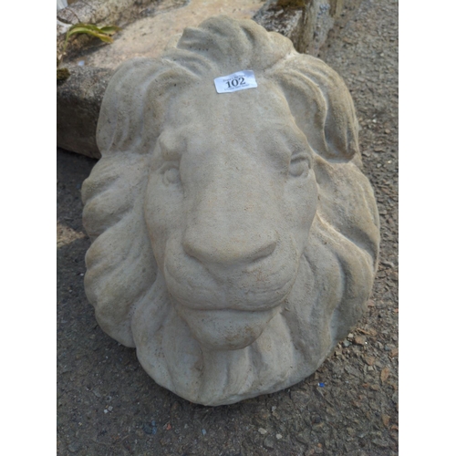 102 - concrete flat back lions head H39cm