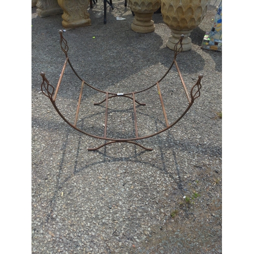 110 - wrought iron metal log fire stand W60cm x D38cm x H47cm