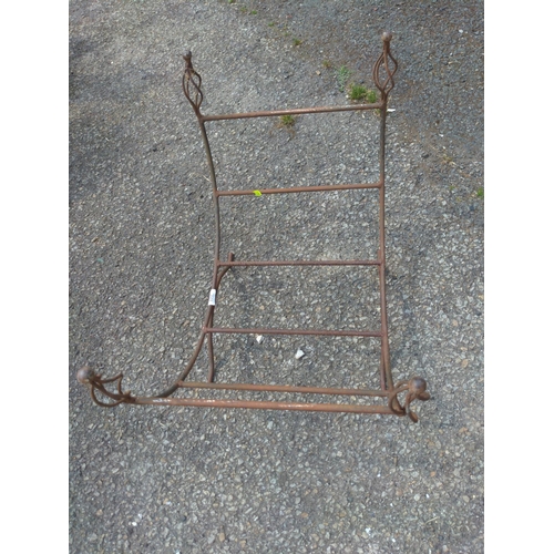 110 - wrought iron metal log fire stand W60cm x D38cm x H47cm