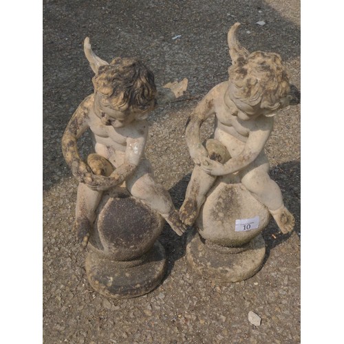 10 - 2 x resin cherubs H38cm