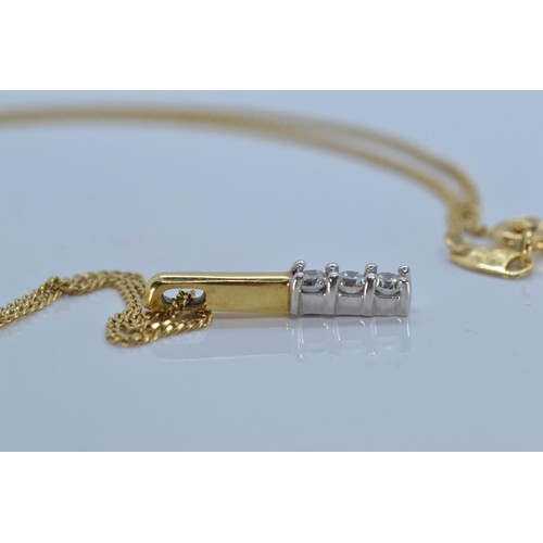 701 - 18ct gold and diamond pendant with chain and earrings set, gross weight 5.77 grams