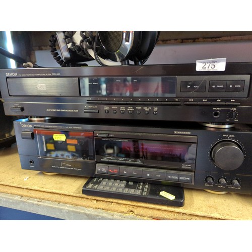 275 - Denon DCD-660 CD player and Denon DRM-600 tape deck together + bush stereo headphones