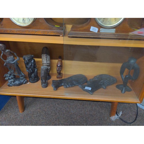 554 - Collection of African hardwood carvings.