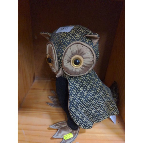 580 - Stuffed owl door stop. 28cm high.