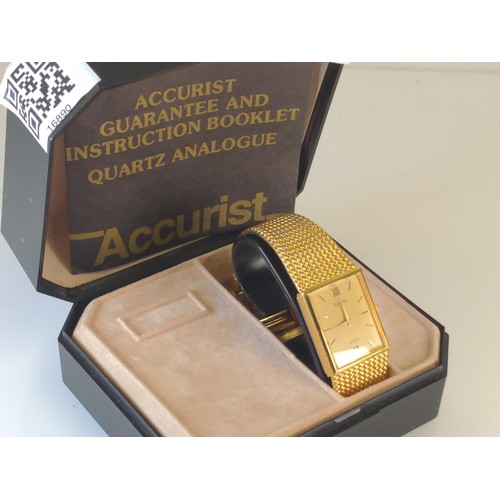 730 - Accurist gold plated quartz wristwatch, circa 1987, model no. 11K124, case width 22mm, with guarante... 