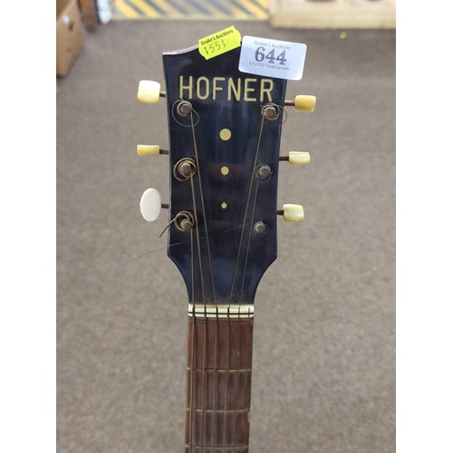 644 - Hofner acoustic guitar set up for Jazz/slide 1950's with finger plate.