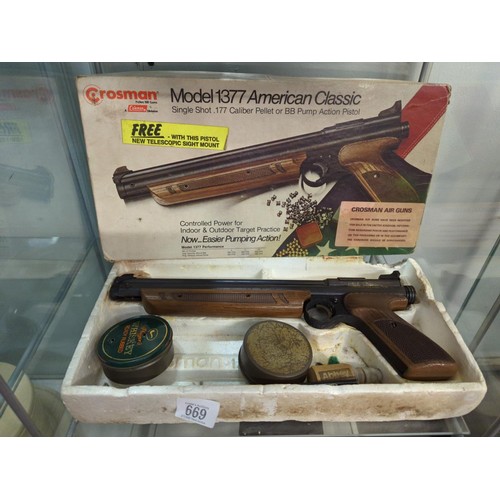 669 - Crosman 1377 American classic .177 ,pellet or BB pistol - returned - FAULTY