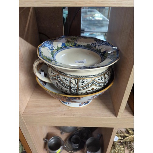 599 - Royal Doulton Merryweather dish. Imari style bowl & Wedgwood chamber pot.