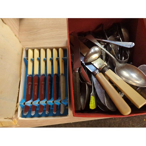 604 - Box of assorted silver plated flatware.