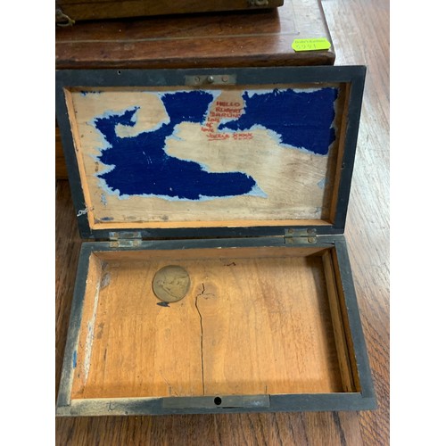 600 - Four assorted wooden boxes, one containing vintage technical drawing instruments.