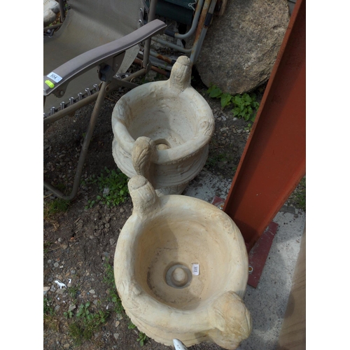 33 - 2 x concrete urn pedestal planters D46cm H50cm