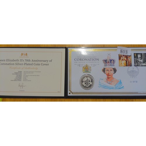 526 - Harrington & Byrne Queen Elizabeth II's 70th Anniversary of Coronation Silver-Plated Coin Cover,... 