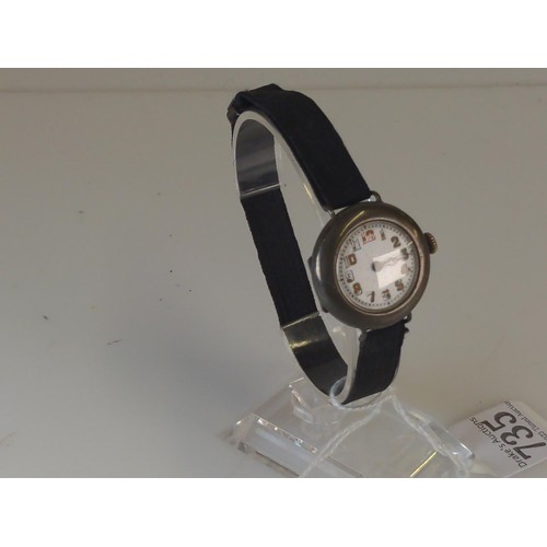 557 - Military style silver cased watch, case diameter 30cm