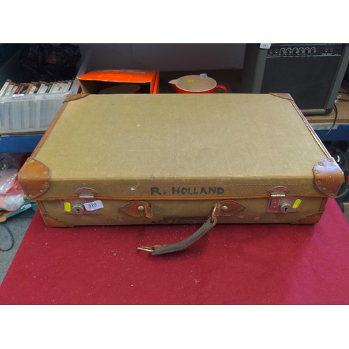 257 - Vintage canvas suitcase possibly military