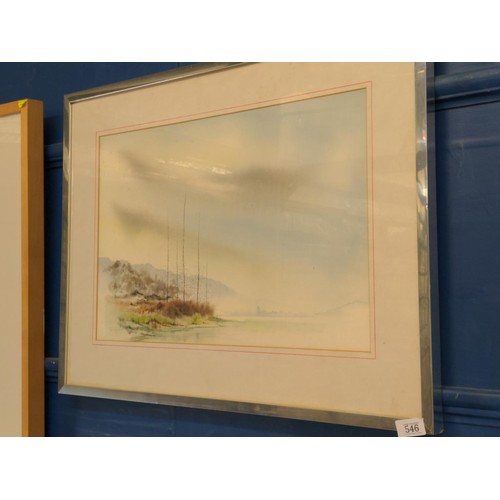 439 - Neil Tonge watercolour of a lake scene.