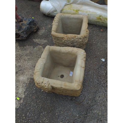 103 - 2 x square garden planters with brick effect design