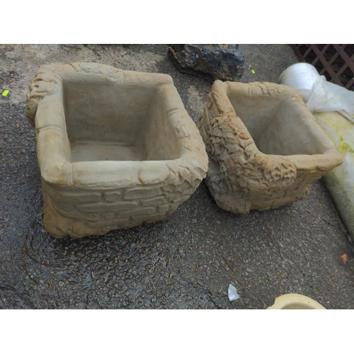 103 - 2 x square garden planters with brick effect design