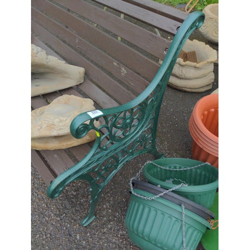 123 - Cast iron bench with wooden seat 