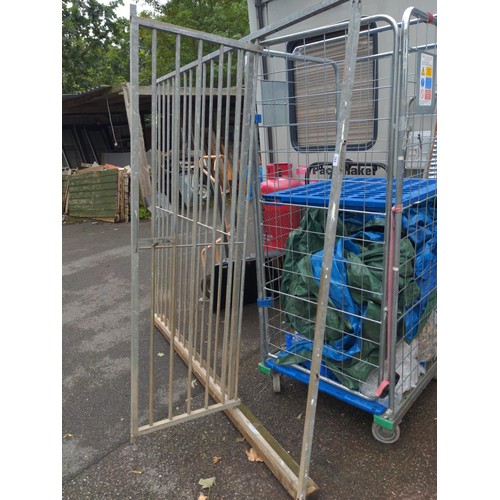 144 - Galvanised security fence panel with door section 200cm x 184cm