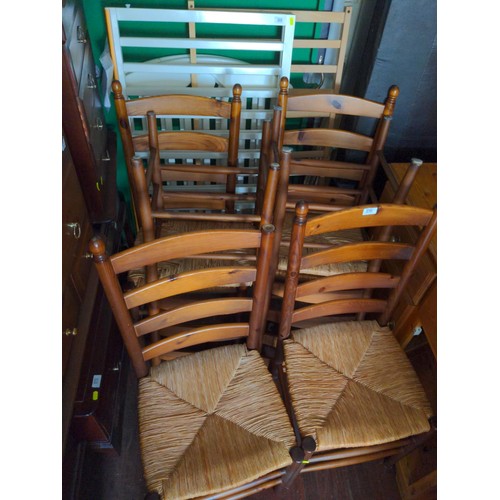 170 - Six rush seated dining chairs