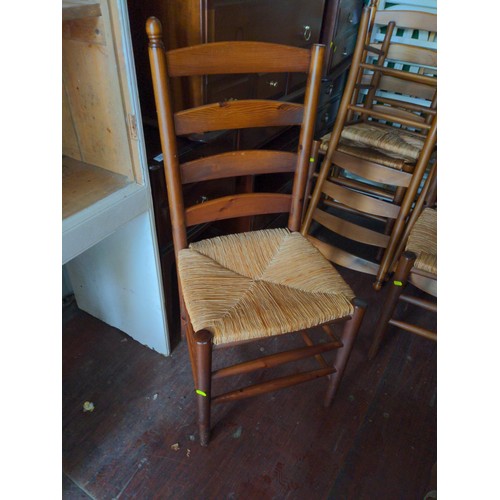 170 - Six rush seated dining chairs