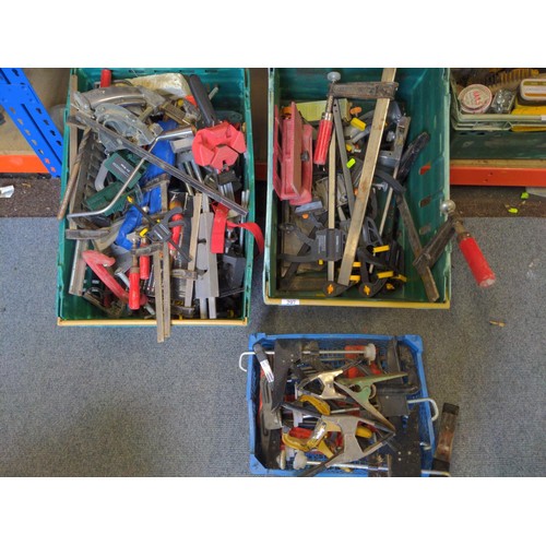 297 - 2 x trays of mostly clamps + other hand tools and attachments